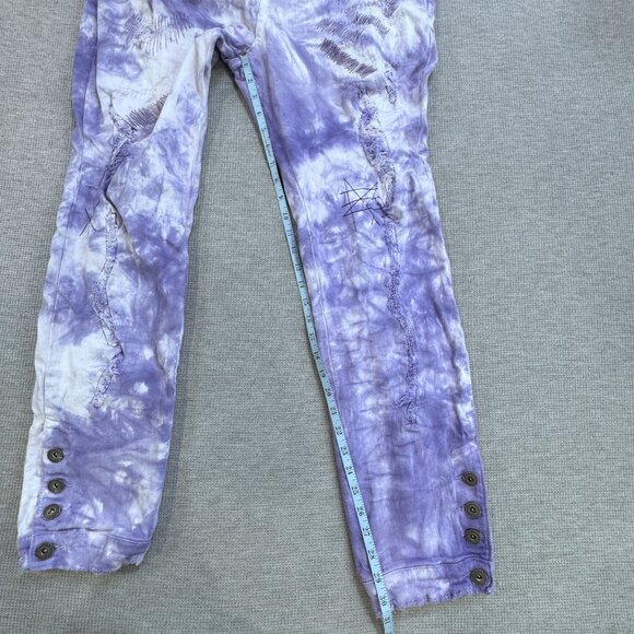 Valabasas Mens Purple Tie Dye Distressed Jeans Size 38 Stacked Ankle Button Fly - Picture 12 of 16